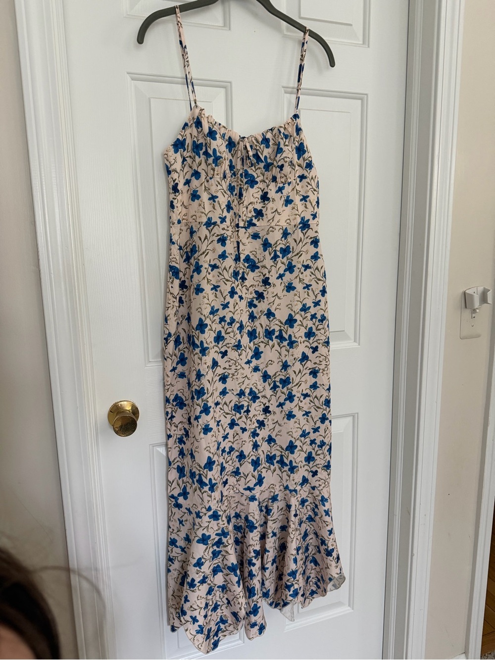 Commense Cream Maxi Dress with Blue Floral Print and Knot Detail size M - Picture 7 of 10